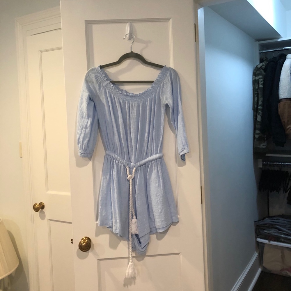 Light blue romper with rope belt